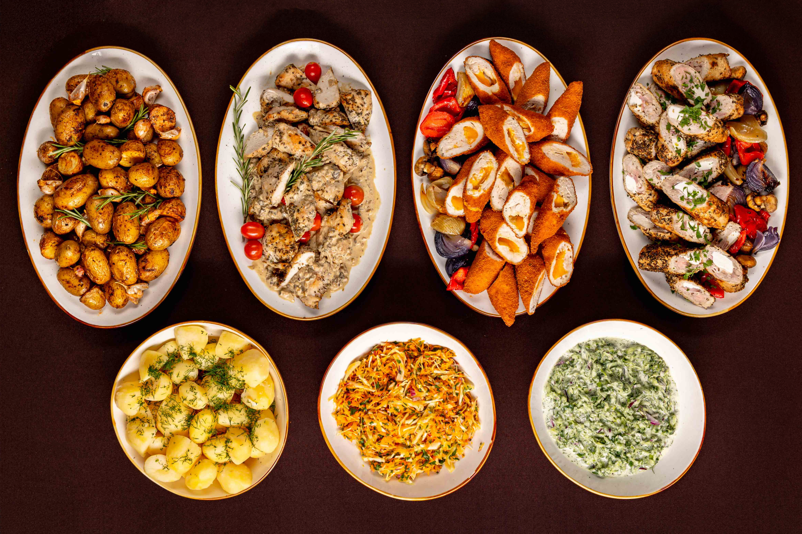 menu ciepłe, zestaw mięs i dodaeków dla 14-18 osób